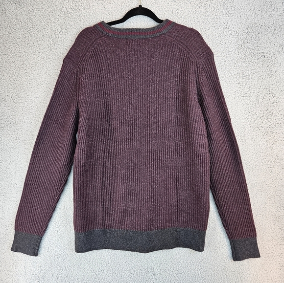 Brooks Brothers Mens Plum & Dark Gray Wool Blend Pull Over Sweater Sz XL Winter - Picture 4 of 8
